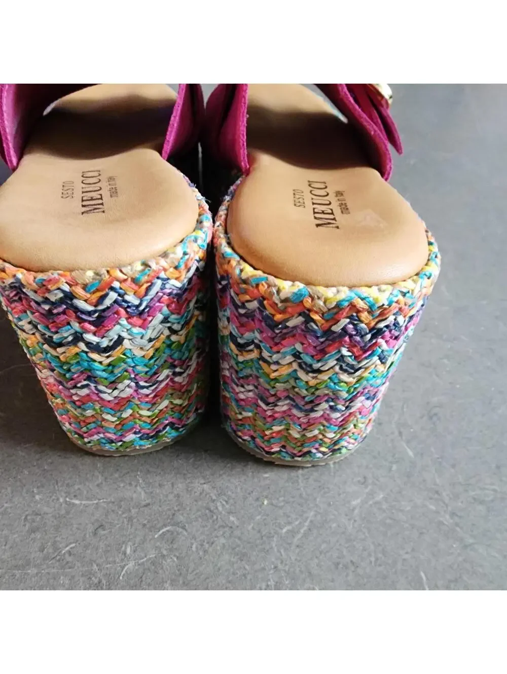 Sesto Meucci Pink Suede Espadrille Platform Wedge Slide Sandals   10